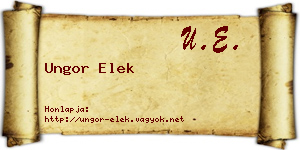 Ungor Elek névjegykártya
